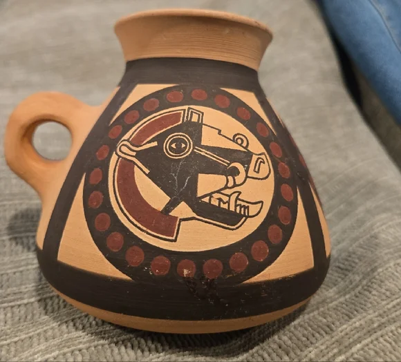 Handcrafted Southwestern Style Ceramic Art Vase with Indigenous Design - Picture 3 of 6
